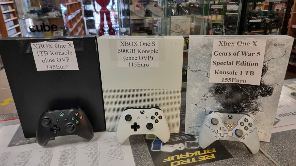 Ankauf Xbox One X Gears of War 5 Special Edition Konsole 1 TB 155Euro XBOX One S 500GB Konsole (ohne OVP) 115Euro XBOX One X 1TB Konsole ohne OVP 145Euro #xbox #xboxone #xboxonecontroller #xboxseriess #xboxonegames #xboxones #xboxoneseriesx #Microsoft #powergames #gameshop